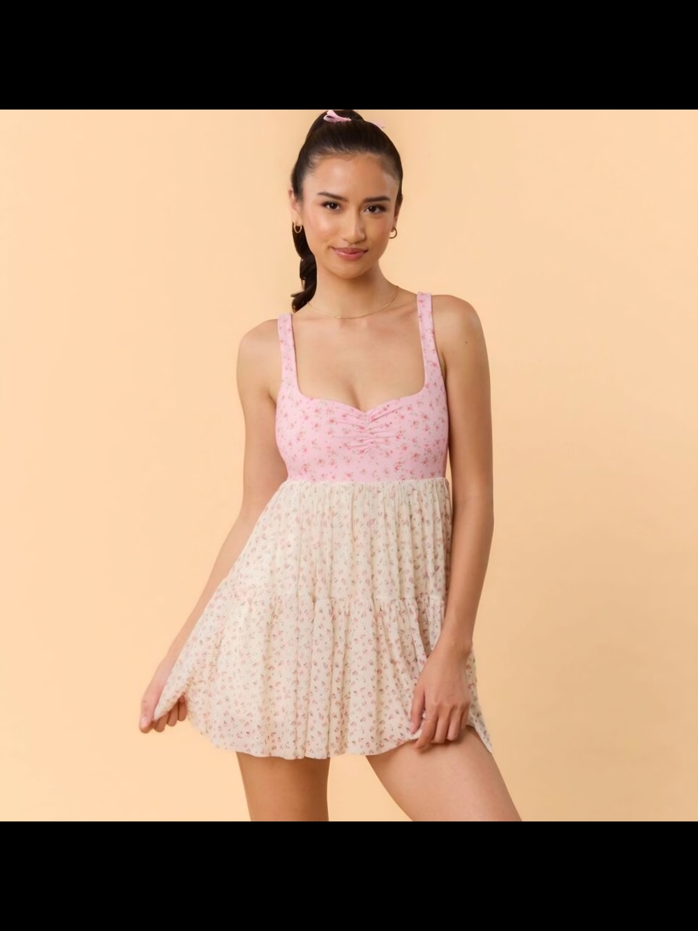 * Viral BLOGILATES *Pink Floral Tiered Mini Activewear Dress